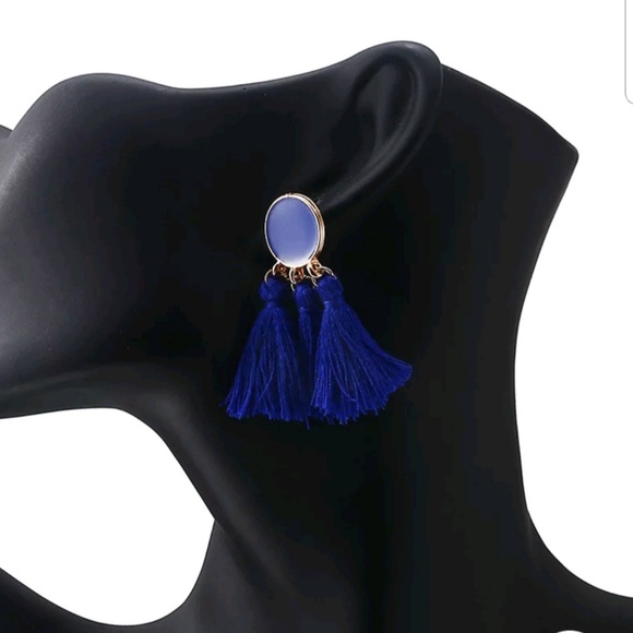 Bohemian Black Tassel Earrings - Picture 3 of 5